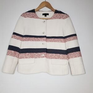 Ann Taylor Striped Tweed Blazer Womens Size 6 Jacket Career Office Workwear Chic